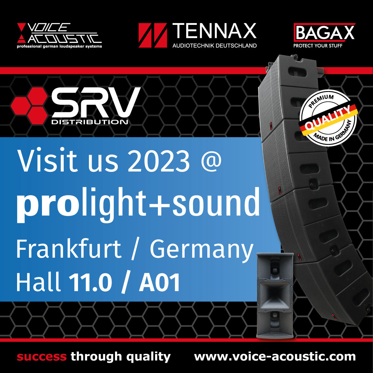Voice-Acoustic und TENNAX auf der Prolight + Sound 2023 in Frankfurt